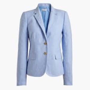 J. Crew Schoolboy Blazer in Linen-Cotton Blue Size 2